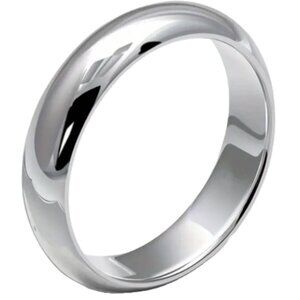 4MM Width Domed Silver 18k Gold Plated Stainless Steel Wedding Band - Unisex